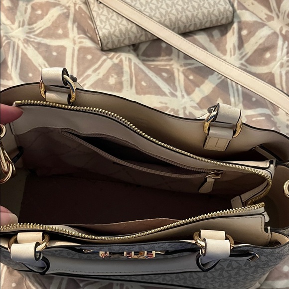 Michael Kors Cream and Gray Satchel